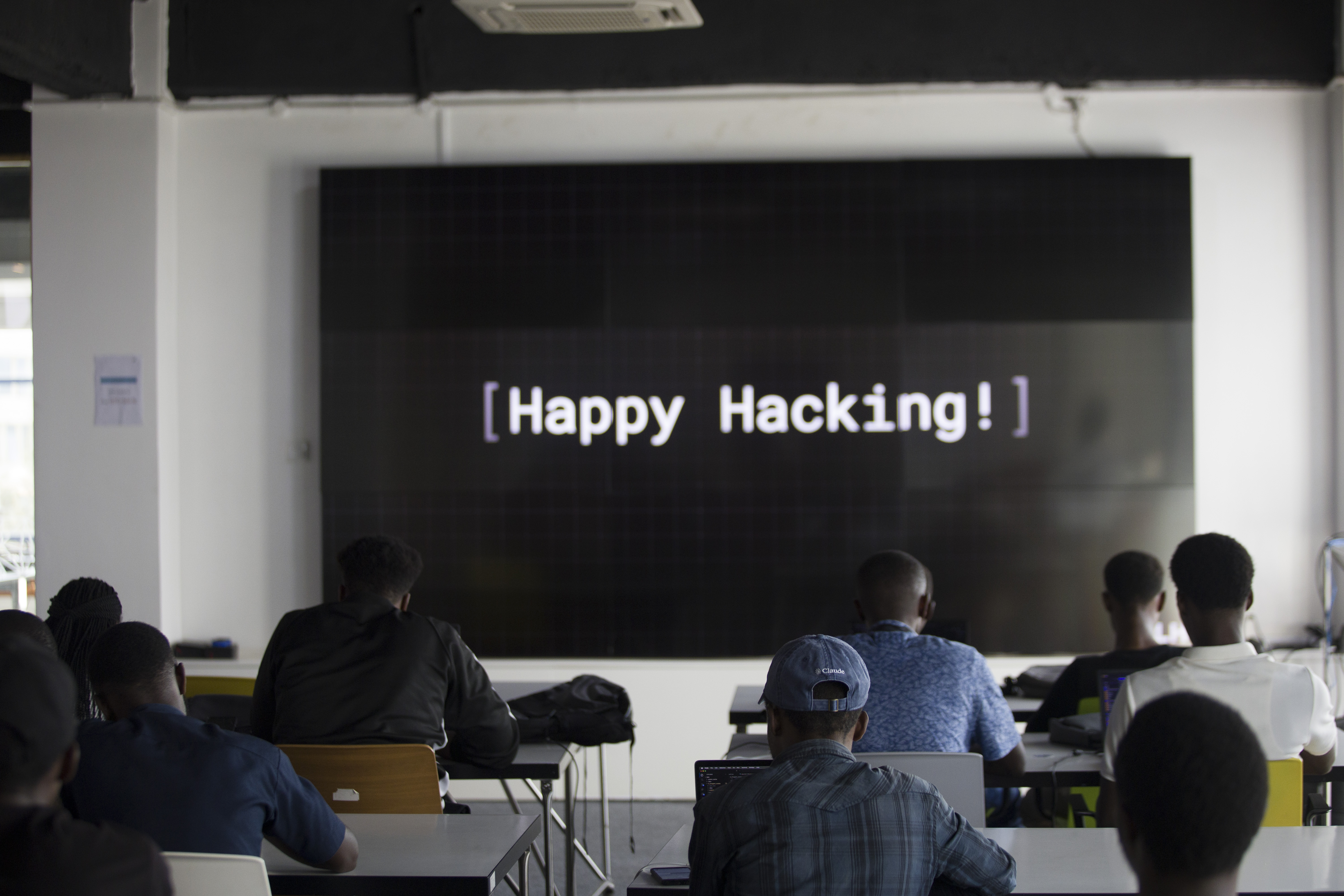 Teams setting up and networking before the presentations